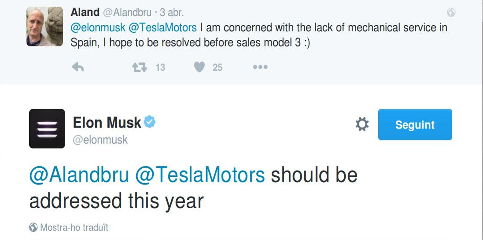 El tuit de Elon Musk CEO de Tesla